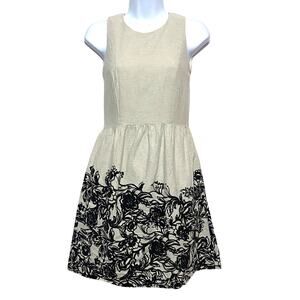 LOFT Linen Blend Sleeveless Dress 2 Floral Coastal Beach Summer Wedding Event